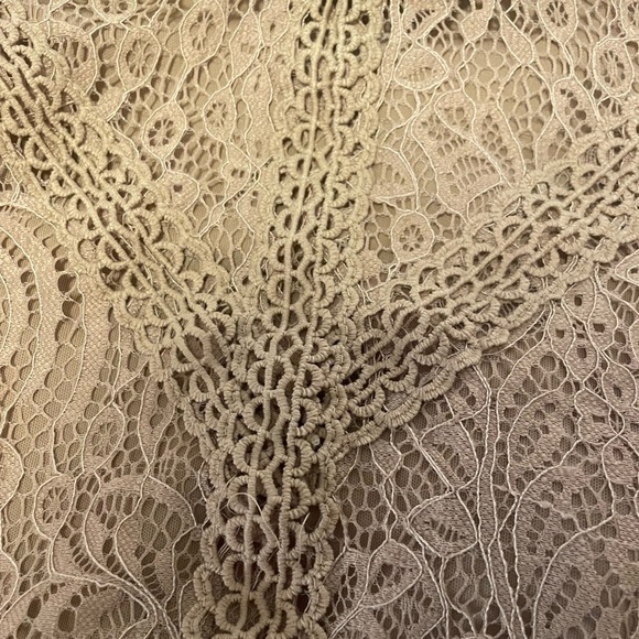 Cable & Gauge Beige Lace Detail Short Sleeve Top - Picture 5 of 5